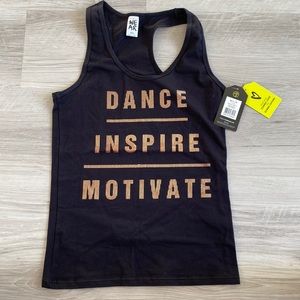 Zumba Fitness Black Tank Rose Gold New with tags